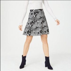 Club Monaco XS Black & White Floral Skater Skirt